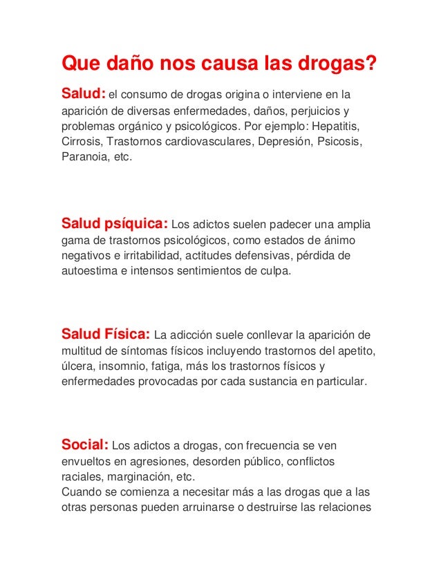 LOS PROBLEMAS QUE CAUSAN LAS DROGAS los problemas que causan las drogas: