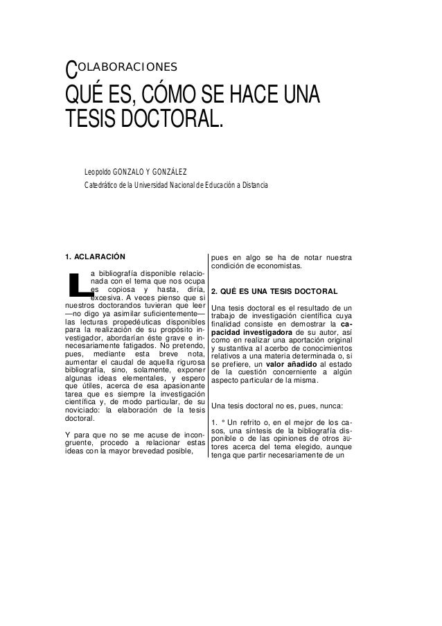 Que es como se hace una tesis doctoral Que es como se hace una tesis doctoral