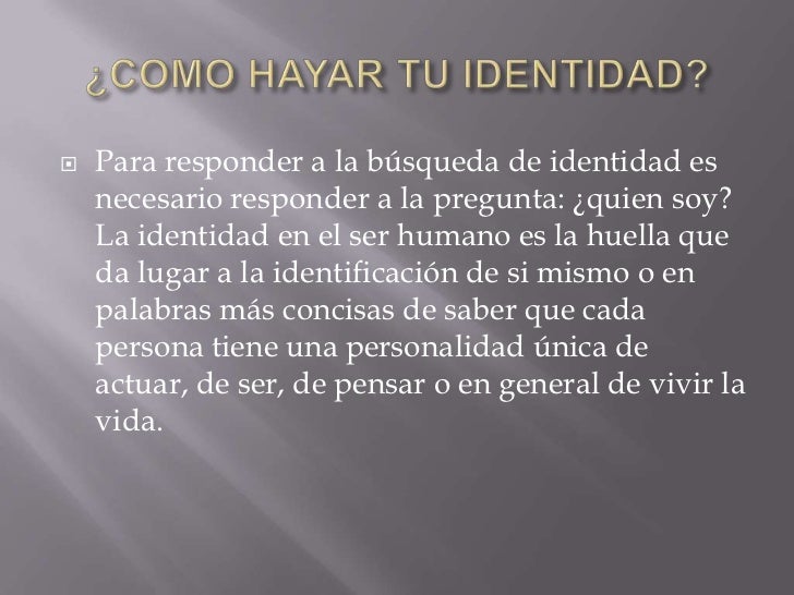 Que es la identidad