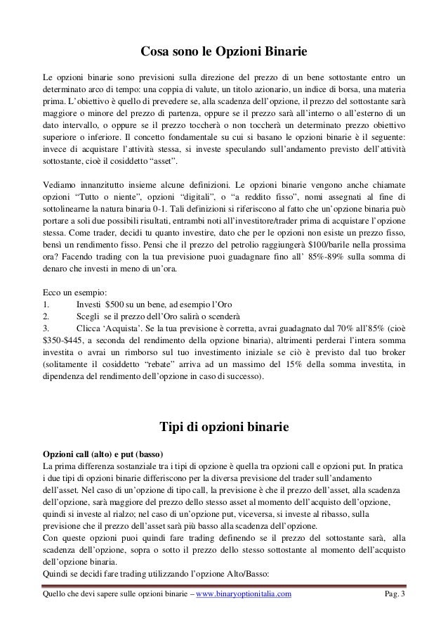 Cosa sono le binary options