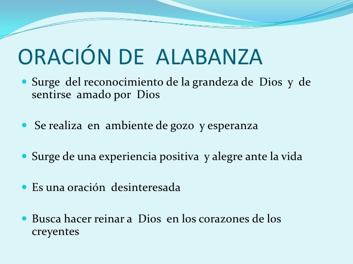 Resultado de imagen para oracion de alabanza tipos de oracion