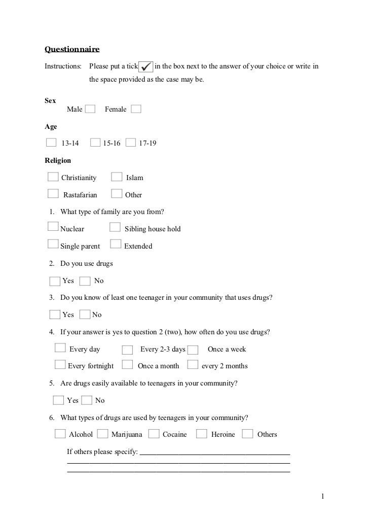 Questionnaires samples thesis