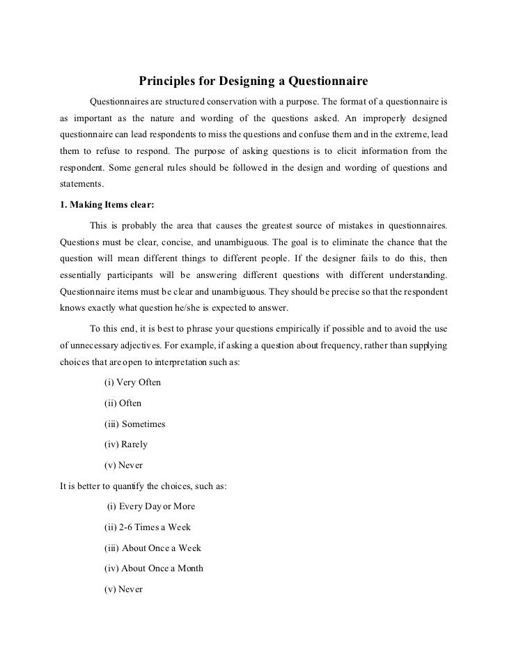 Designing Questionnaires Dissertation