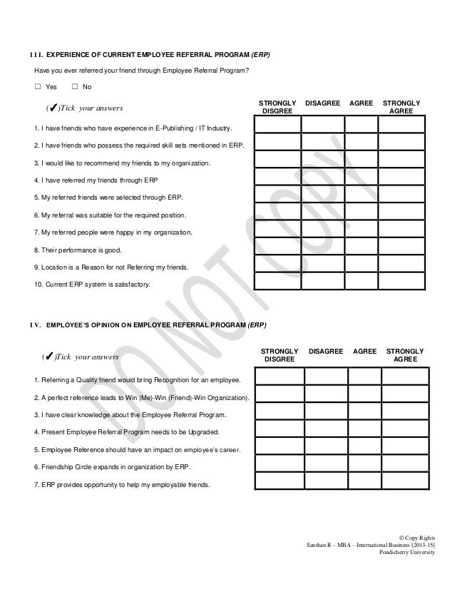 sample employee questionnaire