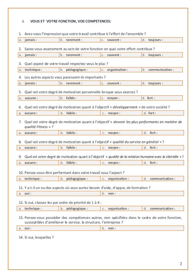 Questionnaire de satisfaction des employés de vit'halles