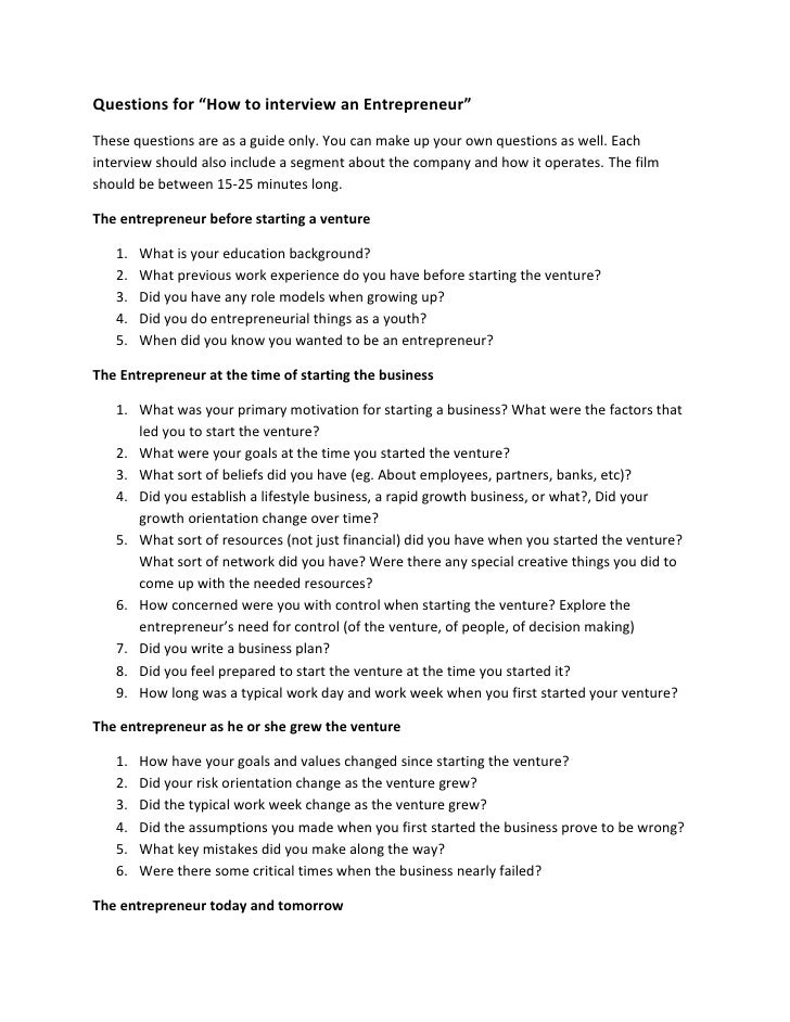 interview with an entrepreneur