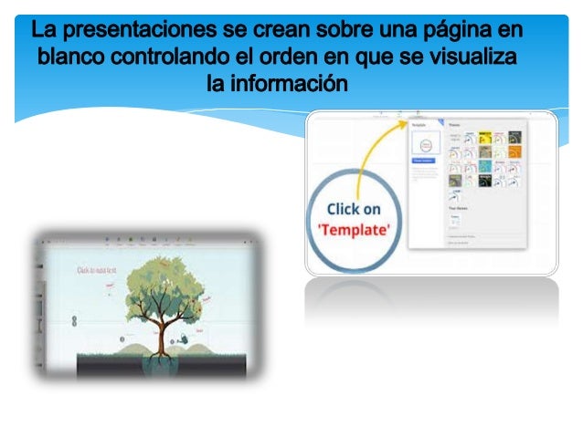 La presentaciones se crean sobre una página en
blanco controlando el orden en que se visualiza
la información