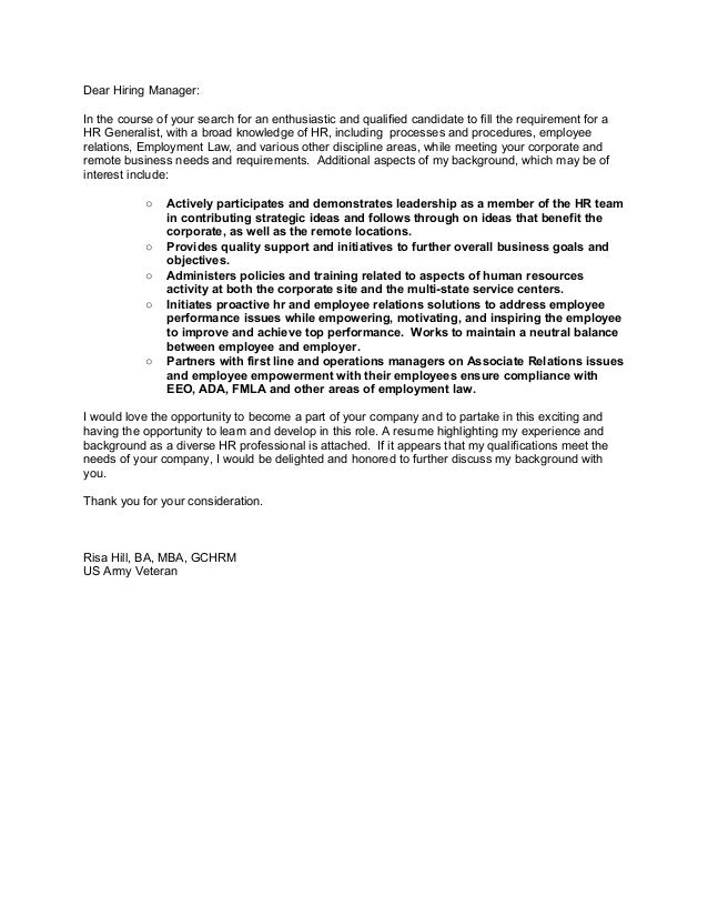Human Resources Manager Cover Letter Examples | Human Resources