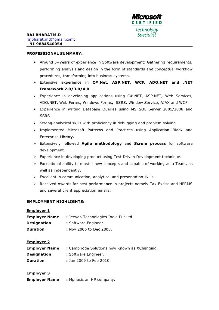 asp programmer resume