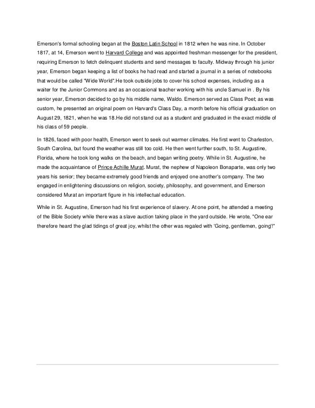 List of ralph waldo emerson essays