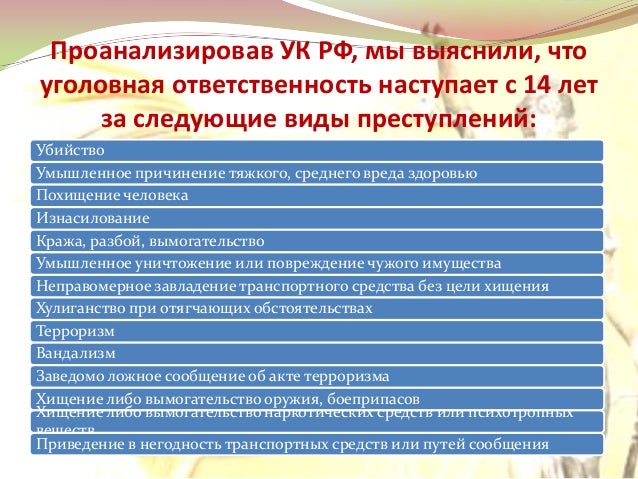 наступление уголовной ответственности по краже молодости был