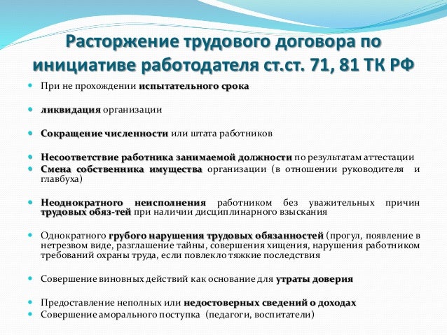 Расторжение трудового договора по инициативе работодателя в течении Приказ о приеме на работу совместителя