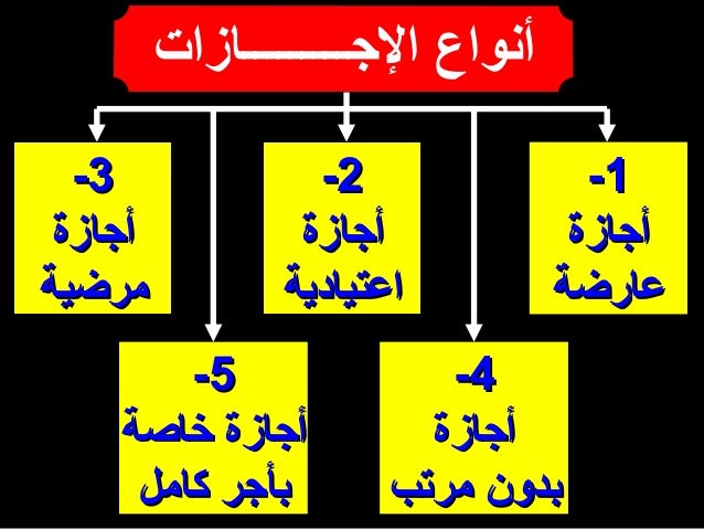 القانون الاداري: أنواع الإجازات في قانون العمل المصري -2-638