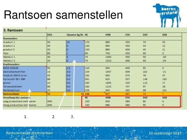 rantsoenberekening melkvee excel