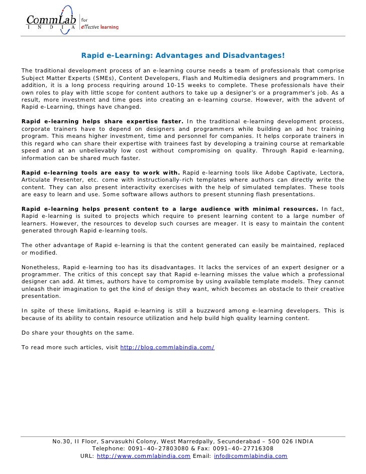 Rapid eLearning Advantages and Disadvantages!