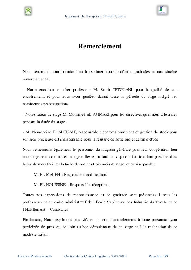 exemple de remerciement d un projet