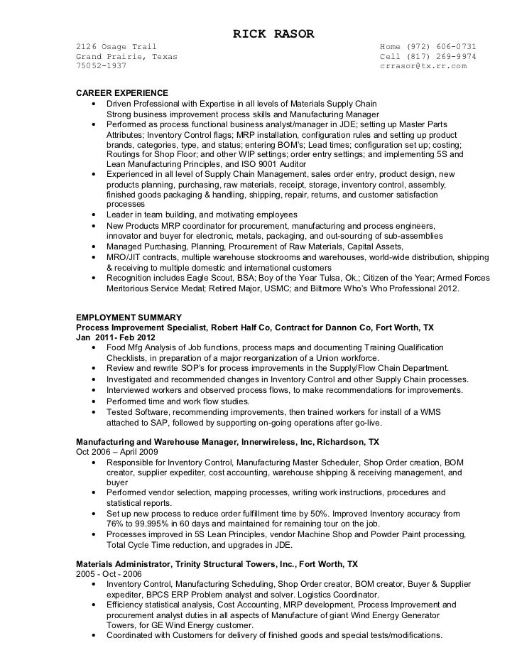 Purchasing resume electronic components