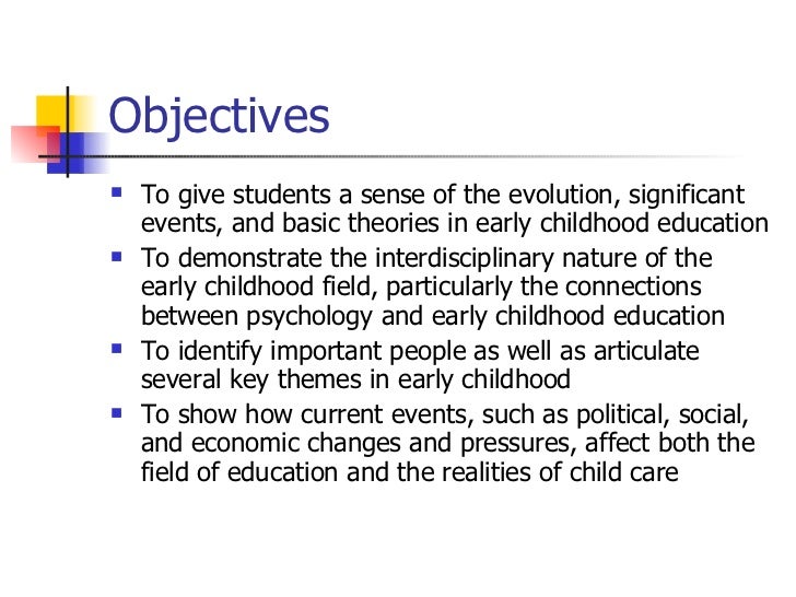 rationale supporting early childhood education career objective for early childhood education