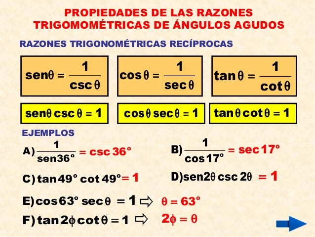 Razones trigonometricas de angulos agudos