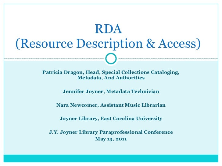 RDA (Resource Description & Access)