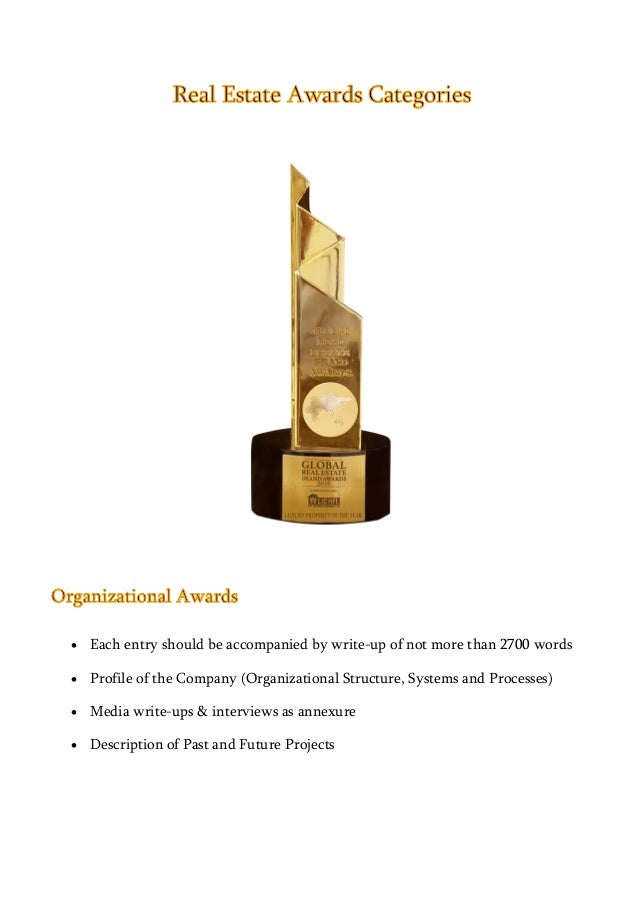 Real estate awards categories
