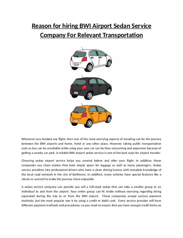 Reason For Hiring BWI Airport Sedan Service Company