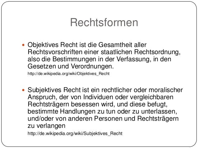 Subjektives Und Objektives Recht