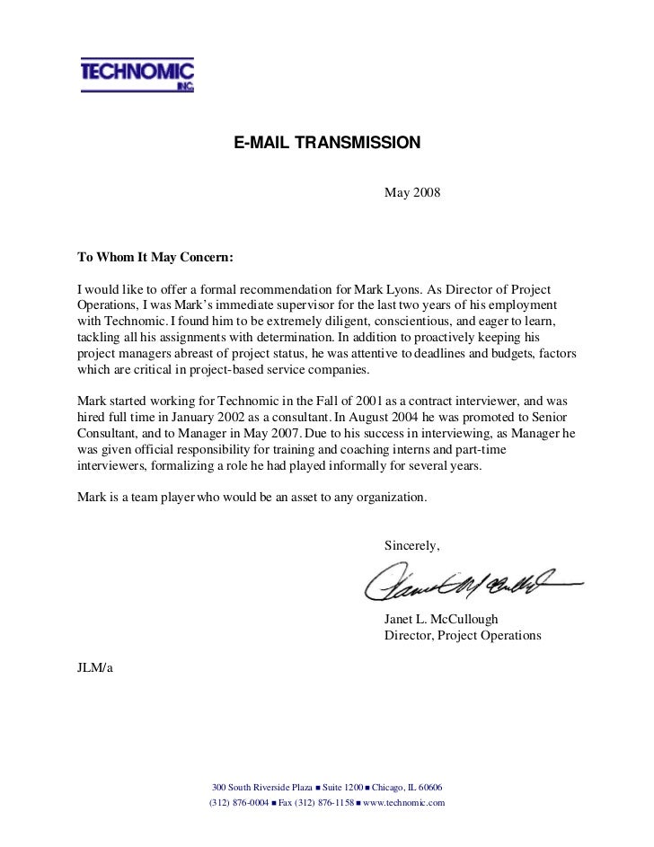 letter of recommendation for intern