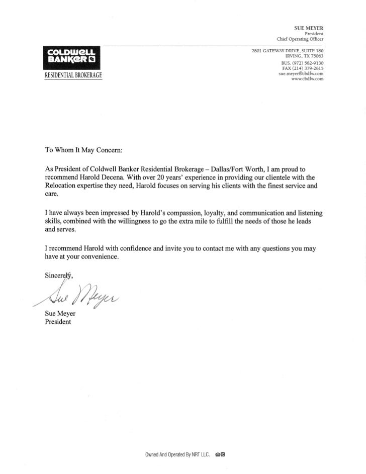 Letter from Sue Meyer, President & COO, Coldwell Banke…