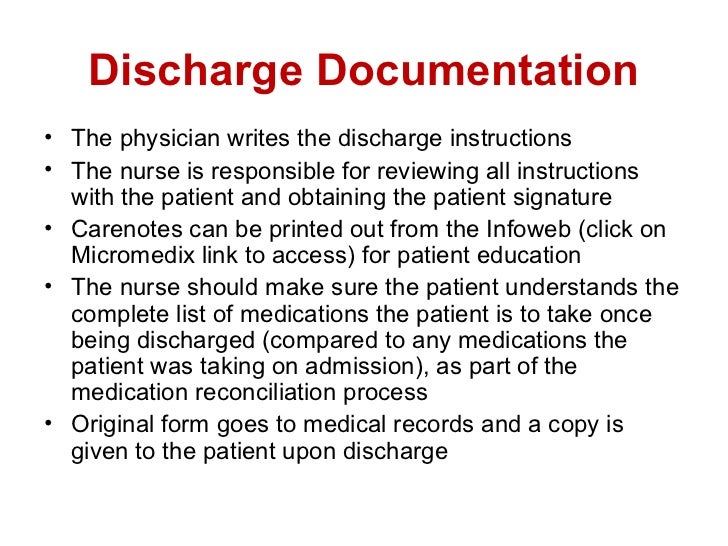 recording amp reporting discharge charting sample