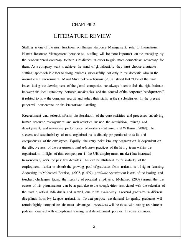 Literature review recruiment methods