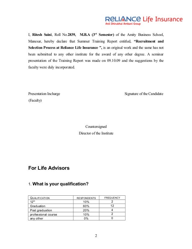 selection and recruitment of life advisors selection and recruitment of life advisors