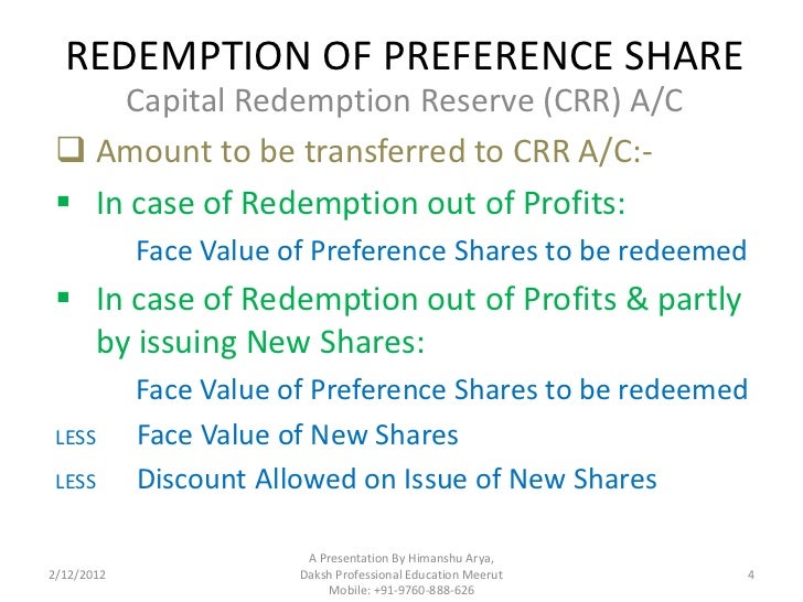 Redemption of preference share