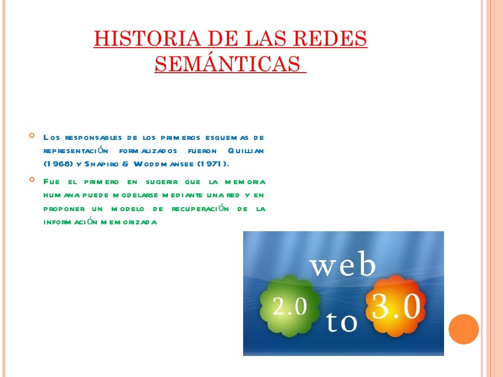 HISTORIA DE LAS REDES SEMÁNTICAS L os responsables d e los prim eros esquem as d e representaci ón...