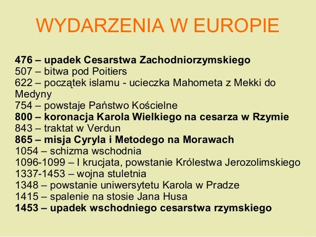Oświecenie Ramy Czasowe W Polsce I Europie Średniowiecze