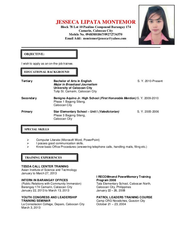 dance resume example