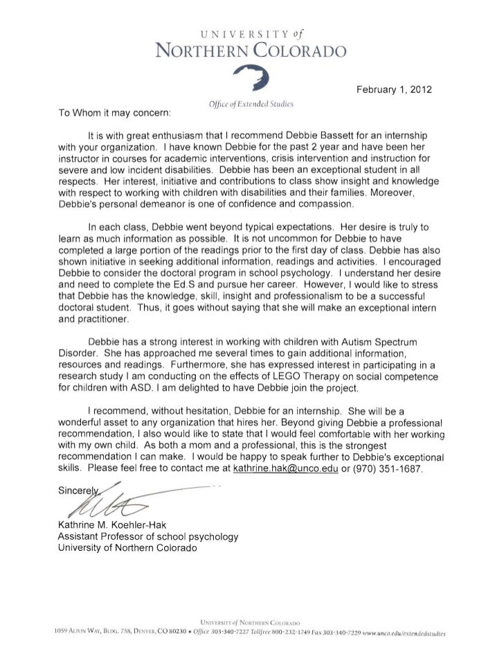 Reference Letter For School Counselor