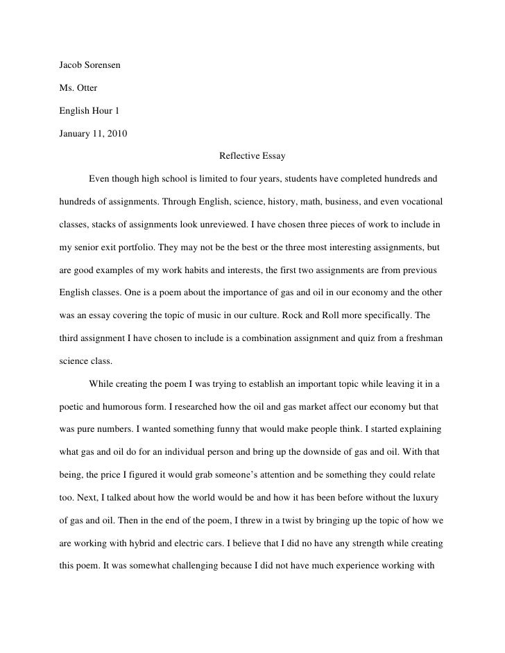 Write a reflection paper sample