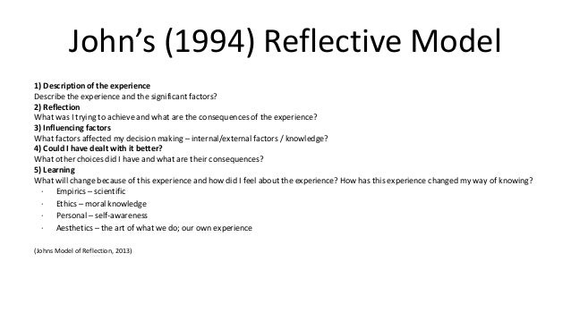 Johns model of reflection essay example