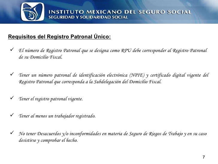 obtener Registro patronal único
