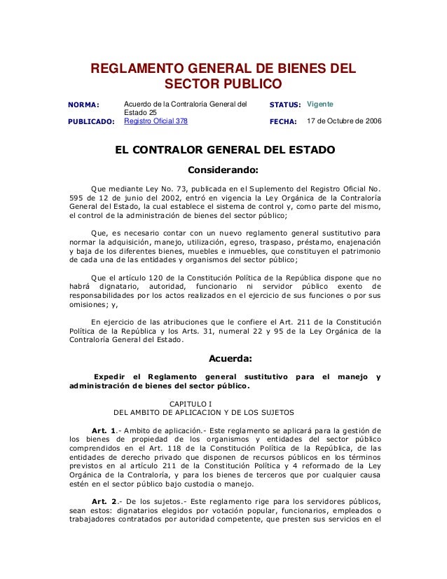 Reglamento generaldebienesdelsectorpublico
