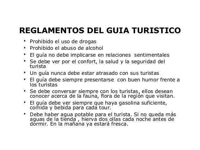Reglamentos y normas turisticas