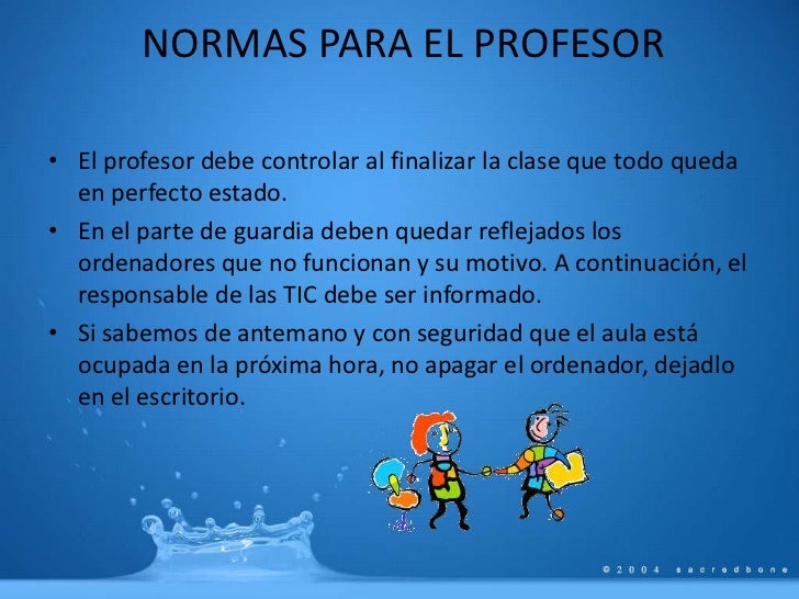 Reglas y normas de seguridad e higiene de una sala de computo.
