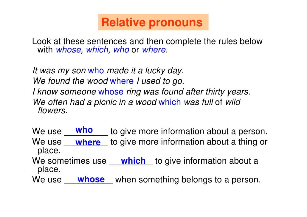 Relative Pronouns Relative Clauses
