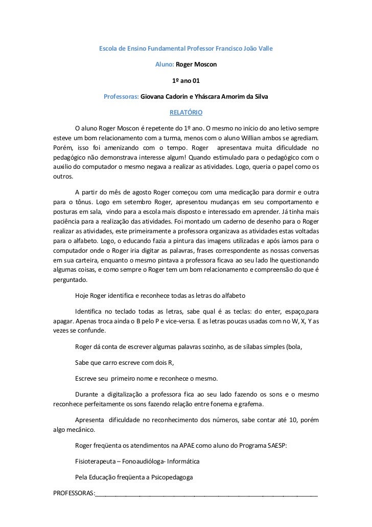 Relatorio de comportamento do aluno