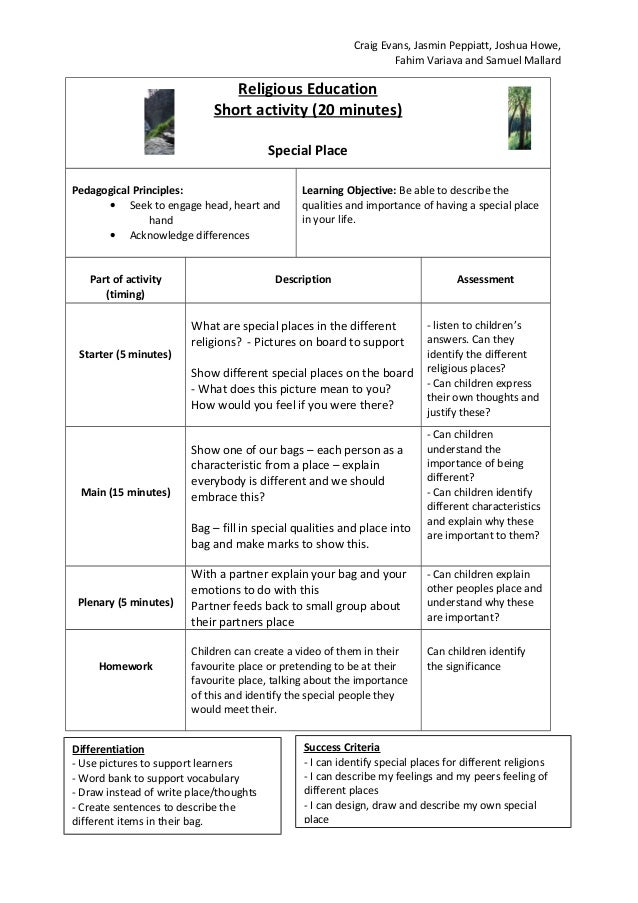 Religious education lecture 4 lesson plan