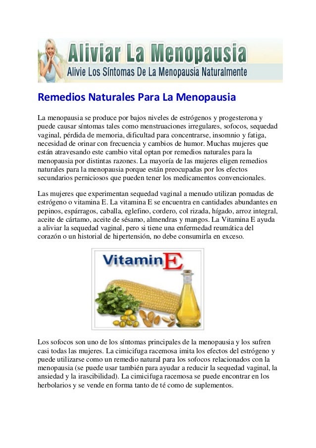 Remedios naturales para la menopausia Remedios naturales para la menopausia