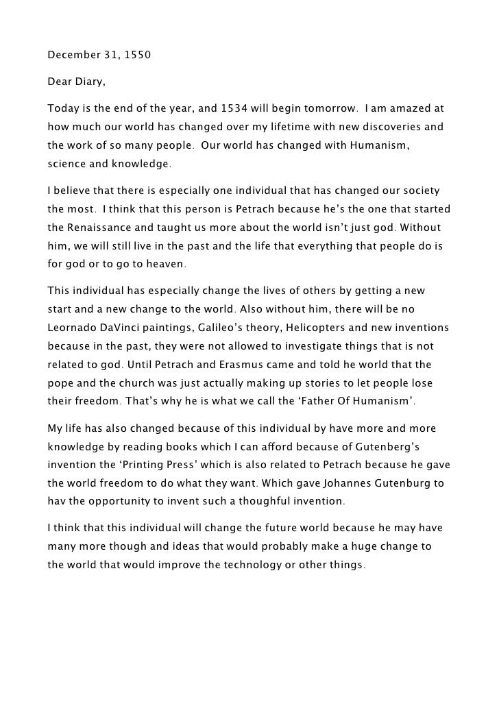 Renaissance elp diary entry 5