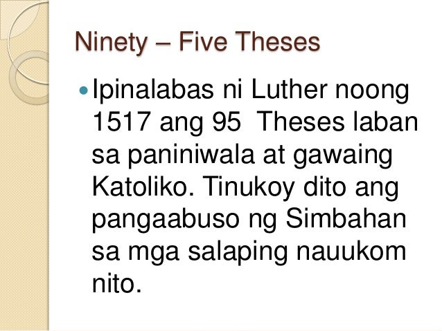 Ano ang 95 theses ni martin luther tagalog