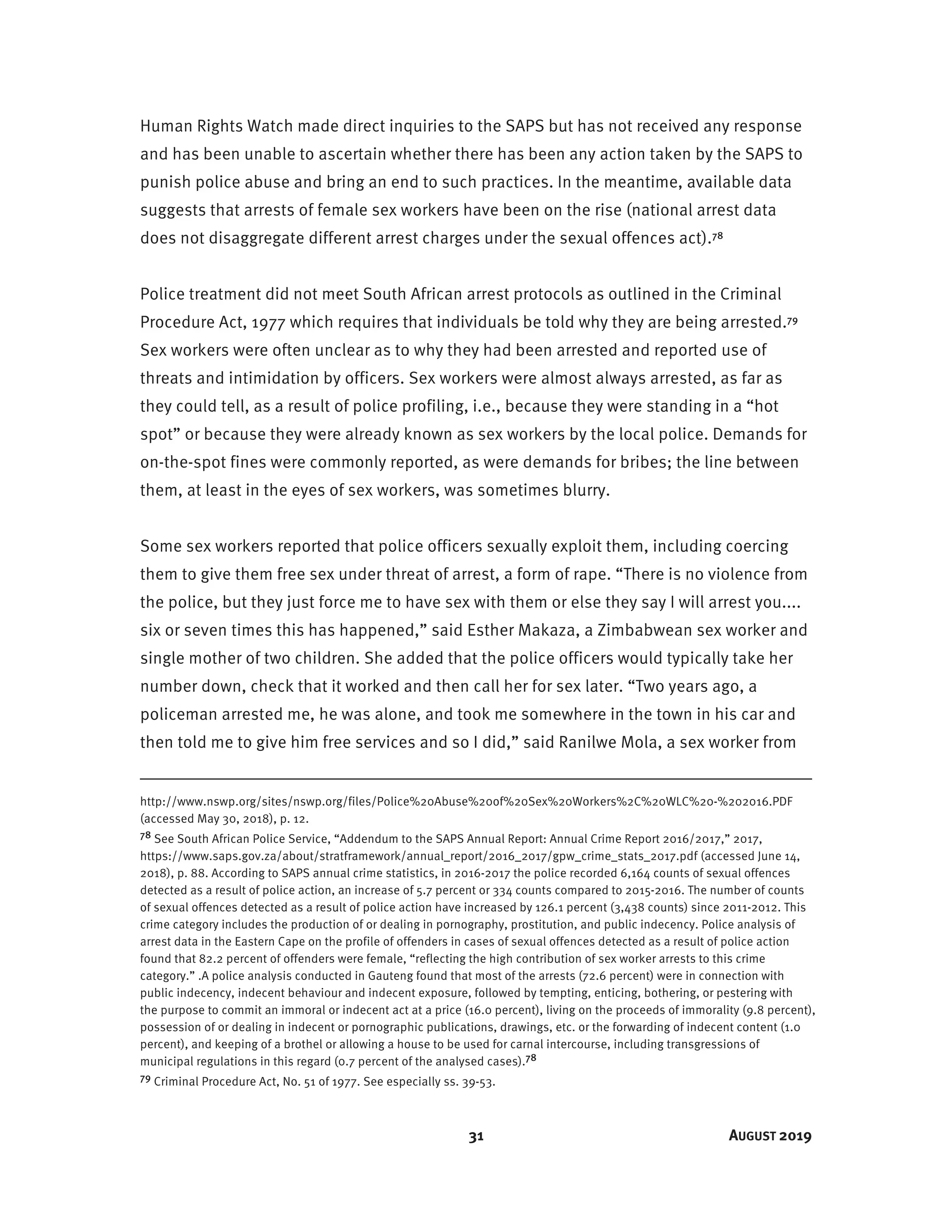 Report On Decriminalisation Of Sex Work In South Africa Pdf